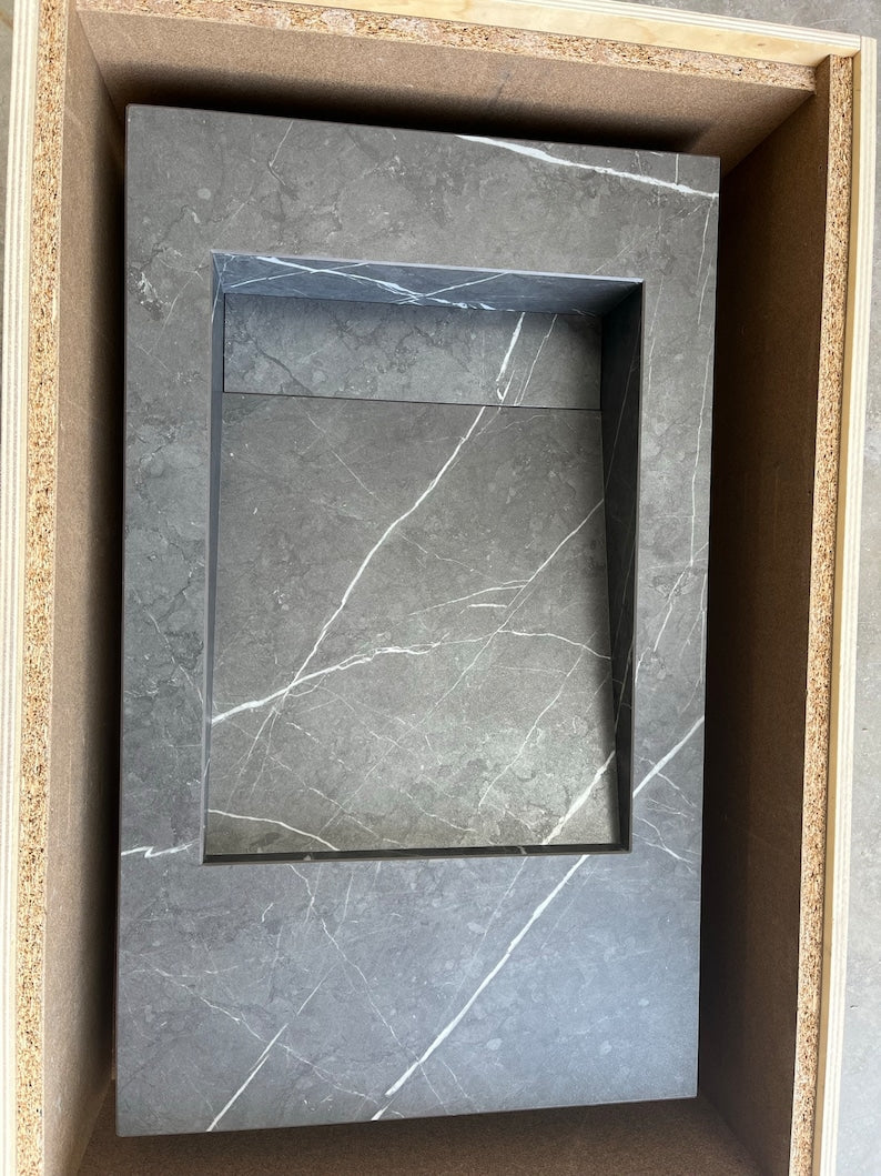 Pietra Grey Engineered Porcelain Bathroom Sink Italian Handcrafted, photo 2 of 7