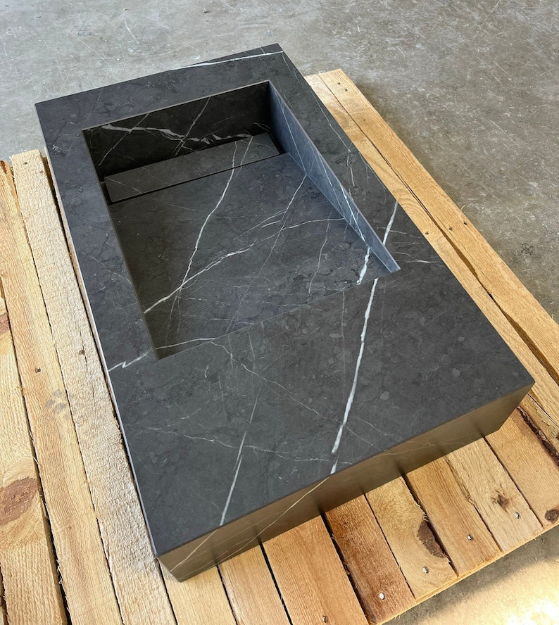 Pietra Grey Engineered Porcelain Bathroom Sink Italian Handcrafted, photo 5 of 7