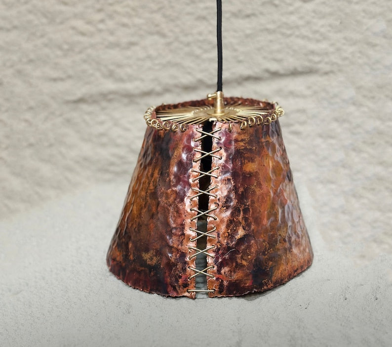 Rustic Copper Pendant Light,  Vintage Ceiling Light Perfect for Kitchen Island Lighting