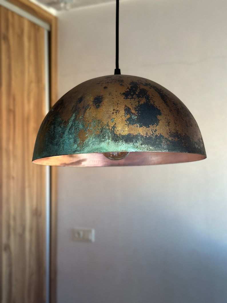 Handcrafted Copper Island Kitchen Lighting, Copper Dome Pendant Light Fixture