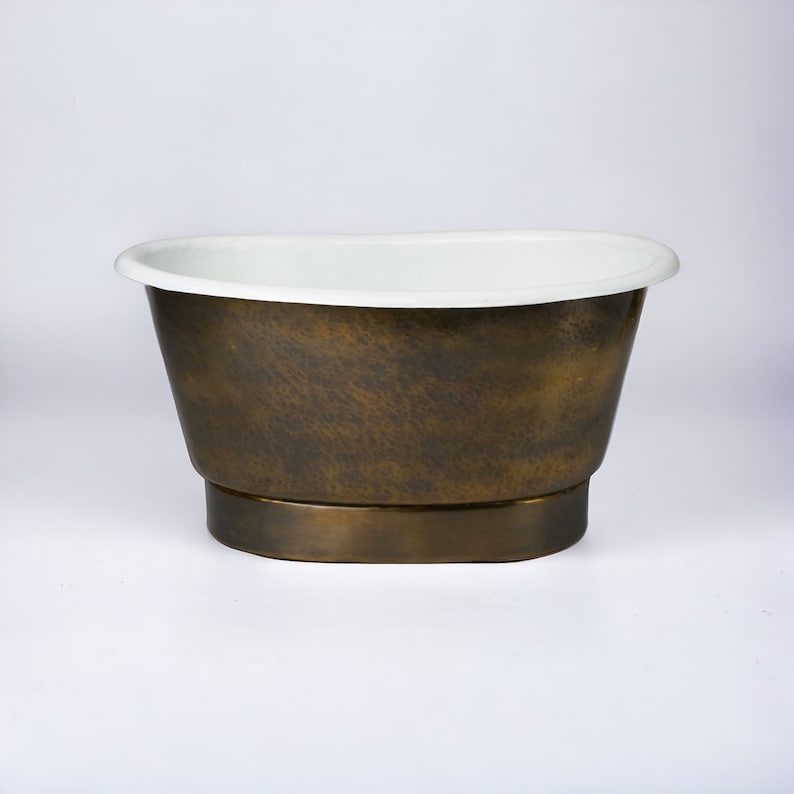 Freestanding Tub-Style Brass Vessel Sink- Hammered Single Bowl Sink