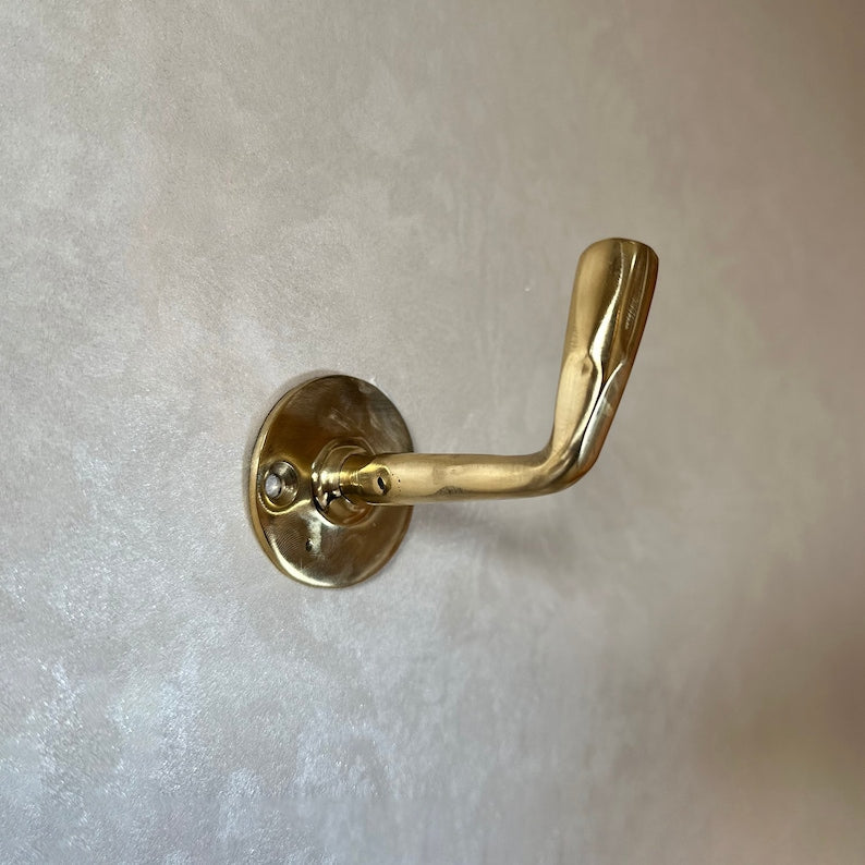 Set of 3 Unlacquered Brass Wall Hooks-Coat Hanger-Towel Hooks