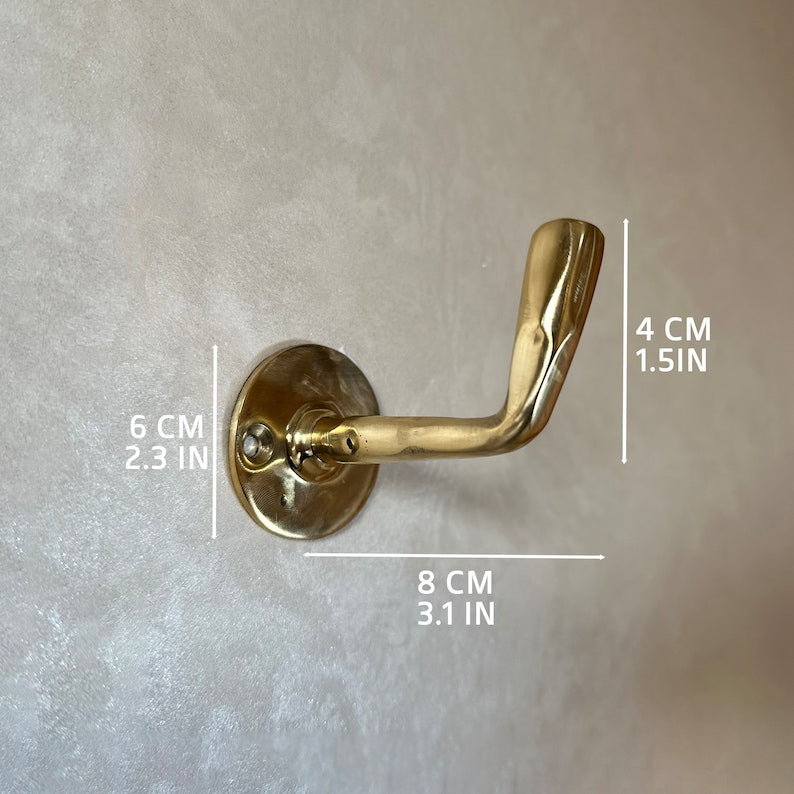 Set of 3 Unlacquered Brass Wall Hooks-Coat Hanger-Towel Hooks