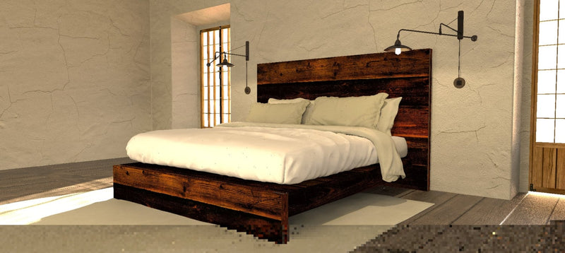 The Asian Style Platform Bed, King Bed Frame, Platform Bed King, Reclaimed Wood Bed,  Hardwood Bedframe, Low Platform Bed, Solid Wood Bed