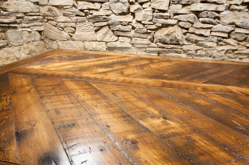 Refectory Table, Wood Dining Table, Chevron Dining Table, Barnwood Table, Trestle Dining Table, Reclaimed Wood Table