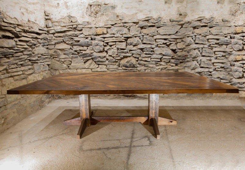 Refectory Table, Wood Dining Table, Chevron Dining Table, Barnwood Table, Trestle Dining Table, Reclaimed Wood Table