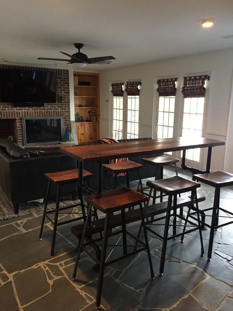 Bar Height Table, Industrial Bar Table, Reclaimed Barnwood Table, Wood Table, Metal Pipe Table, Kitchen Island Table