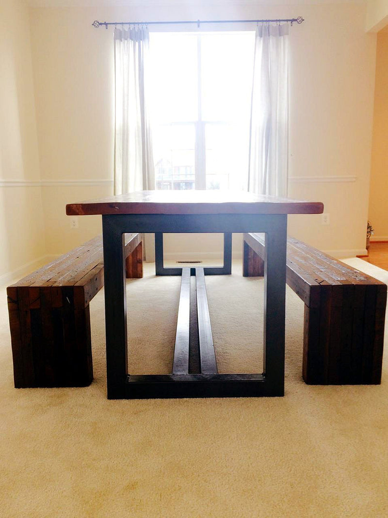 Ironworker Executive Conference Table, Reclaimed Wood Modern Industrial Conference Table, Modern Wood Slab Conference Table, Dining Table
