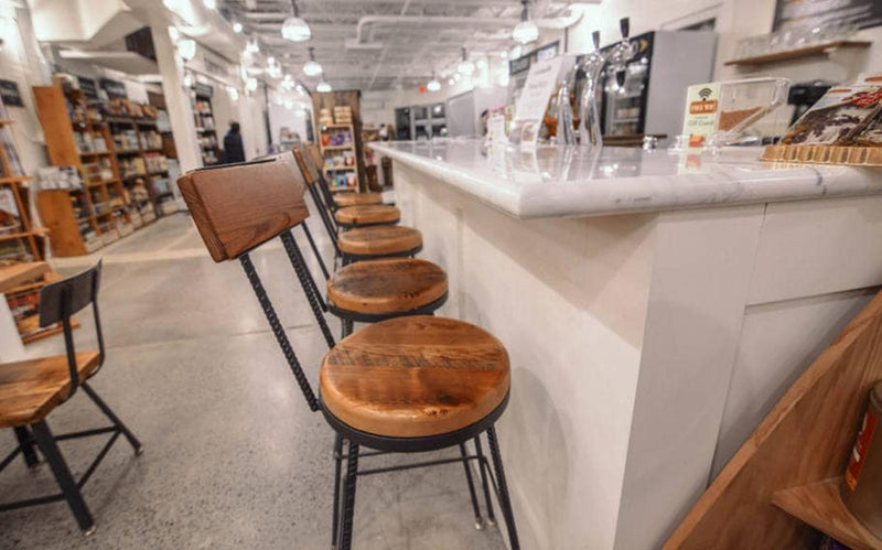 Industrial Swivel Tall Bar Stools -THE SULLY- Counter Top Wooden Bar Stools With Back - Vintage Rustic Kitchen Bar Stools For Island