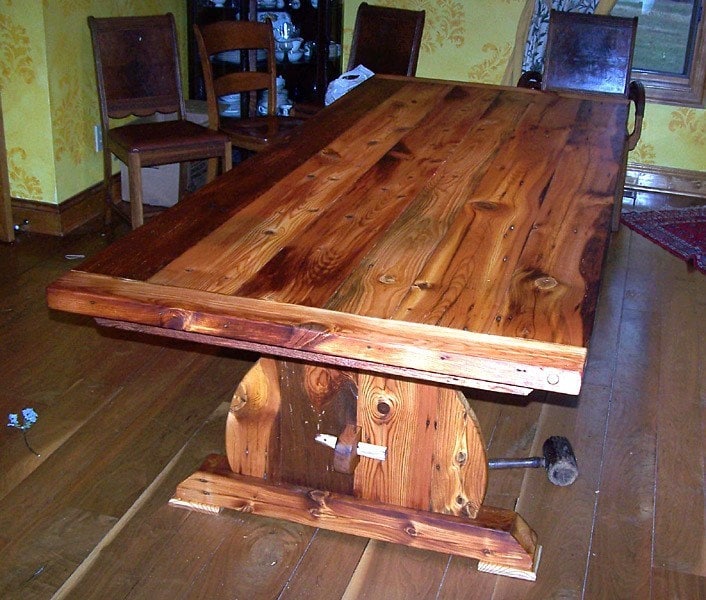 Trestle Table, Heart Pine Table, Reclaimed Wood Table, Barn Wood Table, Dining Table, Modern Farmhouse Table, Upcycled Wood, Rustic Table