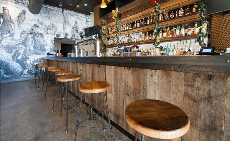 Bar stools counter height - Industrial counter stools with metal legs - Reclaimed wood counter height bar stools