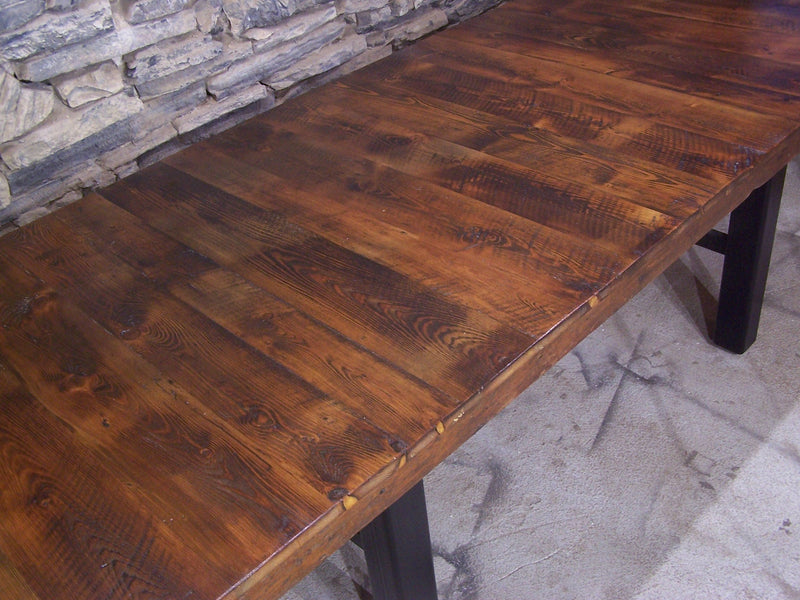 Wood Dining Table, Industrial Table, Reclaimed Wood Table, Farmhouse Slab Table, Solid Wood Table, Wood Trestle Table, Distressed Wood Table