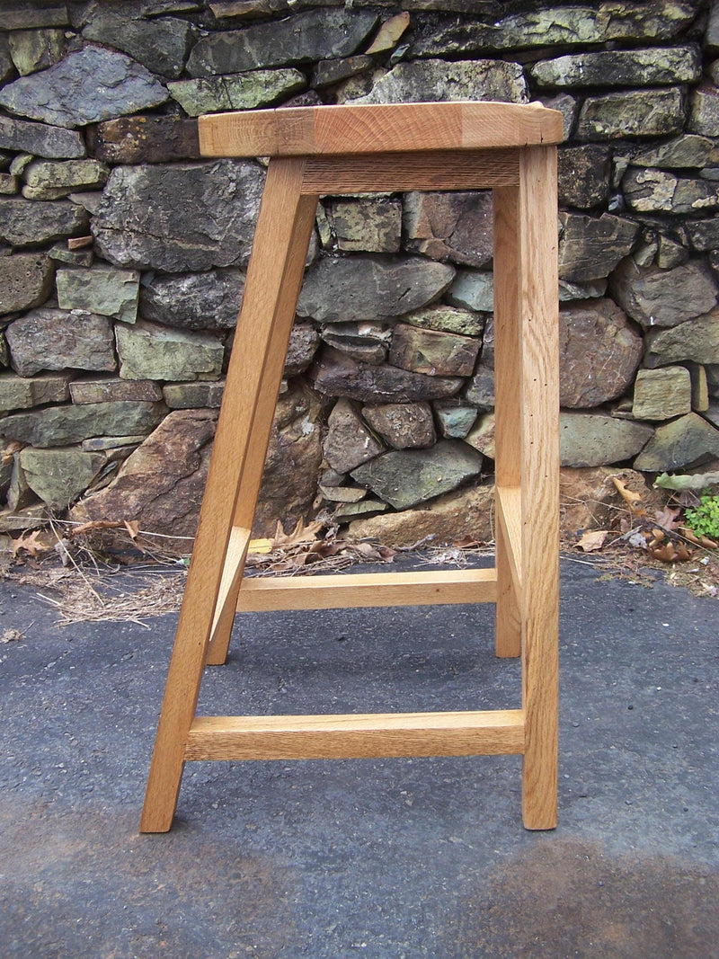 Counter Stools, Counter Height Stools, Wood Bar Stool, Reclaimed Oak Tractor Seat, Backless Bar Stools, Contoured Scooped Seat Kitchen Stool