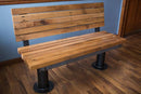 FREE SHIPPING - Bolted Down Bench With Back - Reclaimed Furniture For Restaurants - Wooden Bench With Back For Cafe