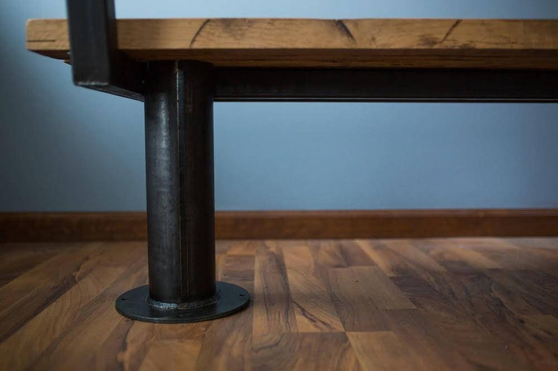 FREE SHIPPING - Bolted Down Bench With Back - Reclaimed Furniture For Restaurants - Wooden Bench With Back For Cafe