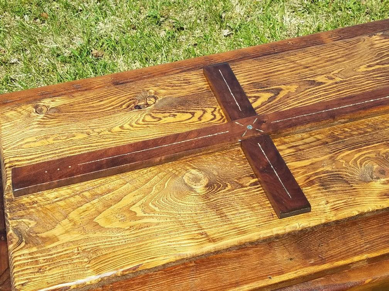 Wood Casket, Pine Coffin, Custom Casket, Cemetery Coffin, Funeral Casket, Reclaimed Wood Coffin, Cross Casket, Crucifix Coffin, Personalized