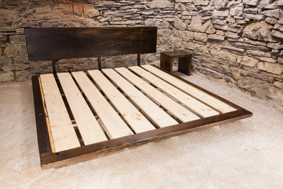 Manhattan Floating Platform Bed, Loft Bed, Reclaimed Wood Bed, Mid Century Furniture, Custom Size Platform Bed Frame Wood