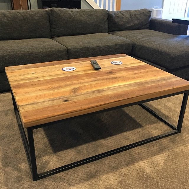 Square coffee table extra large - Wood coffee table rustic modern - Reclaimed wood coffee table