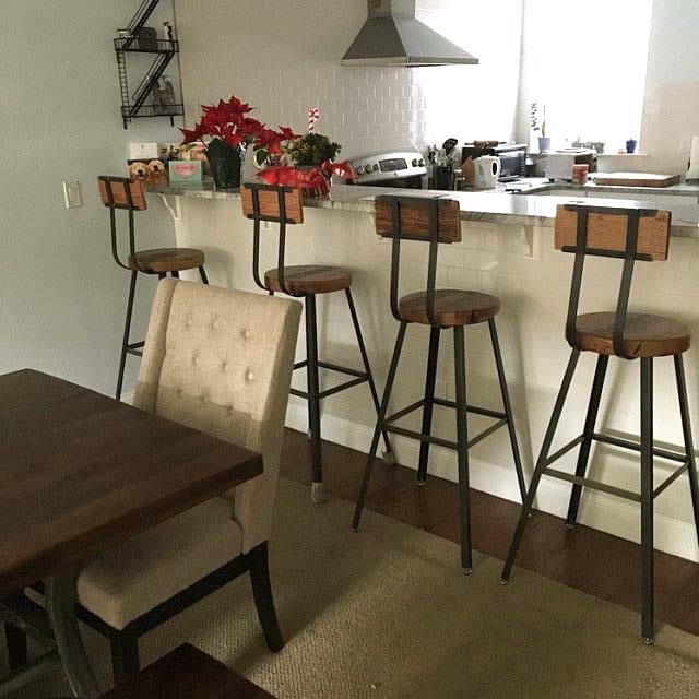 Bar stools with backs counter height - THE BREWSTER- Counter stools with backs industrial - Rustic modern bar stools reclaimed seat