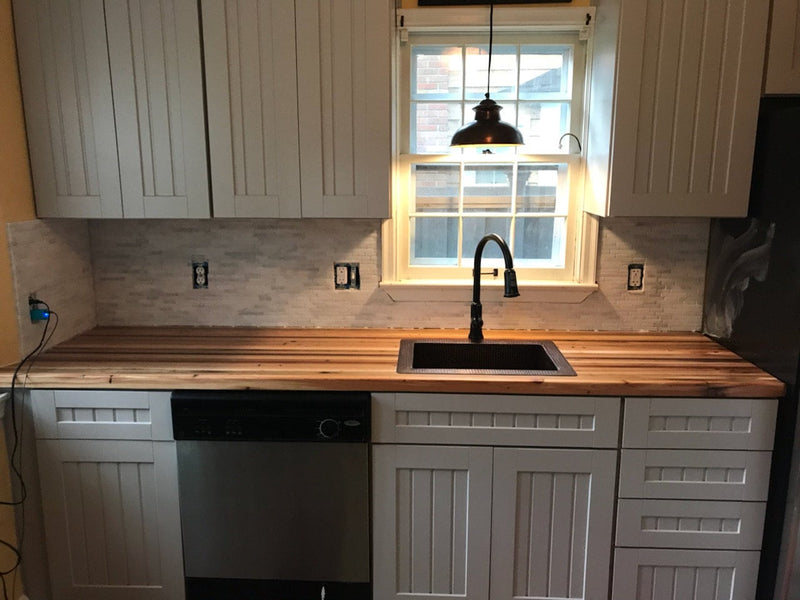 Reclaimed Wood Butcher Block Countertop - Custom Solid Wood Island Countertop - Kitchen Butcher Block Island Top