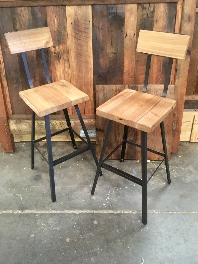 Bar stools with backs counter height - THE BREWSTER- Counter stools with backs industrial - Rustic modern bar stools reclaimed seat