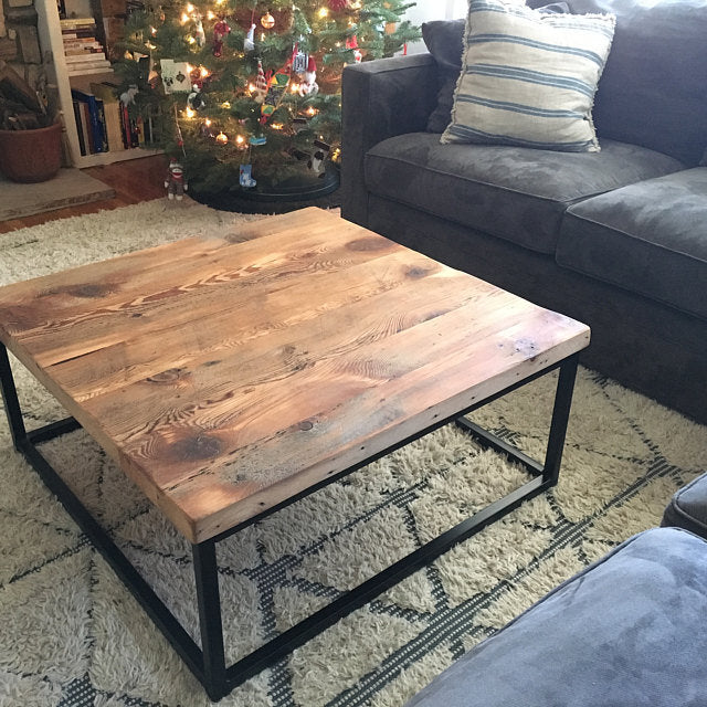 Square coffee table extra large - Wood coffee table rustic modern - Reclaimed wood coffee table