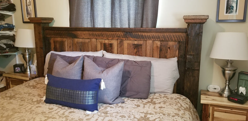 The Montana Bed, Rustic Bed Frame, Farmhouse Bed, Barnwood Bed, Raised Panel Headboard Bed, Reclaimed Wood Bed,Rustic Lodge Furniture