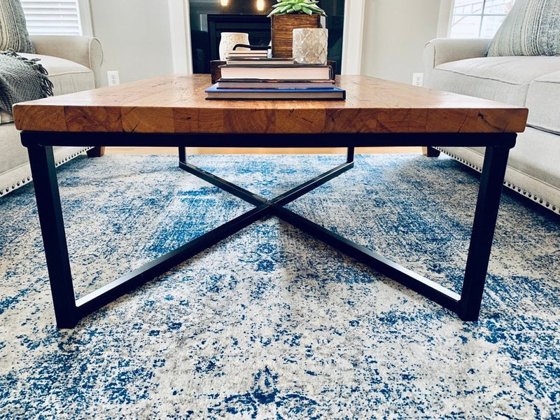 Large Coffee Table, Custom Coffee Table, Wood And Metal Industrial Table, Reclaimed Wood Table, CAMPBELL, Rustic Table, Oversized Boho Table