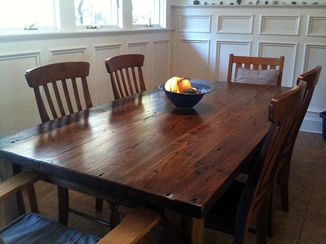 Wormy Chestnut Table, Wood Dining Table, Modern Farmhouse Table, Chestnut Furniture, Rustic Table, Breakfast Table, Plank Table, Antique