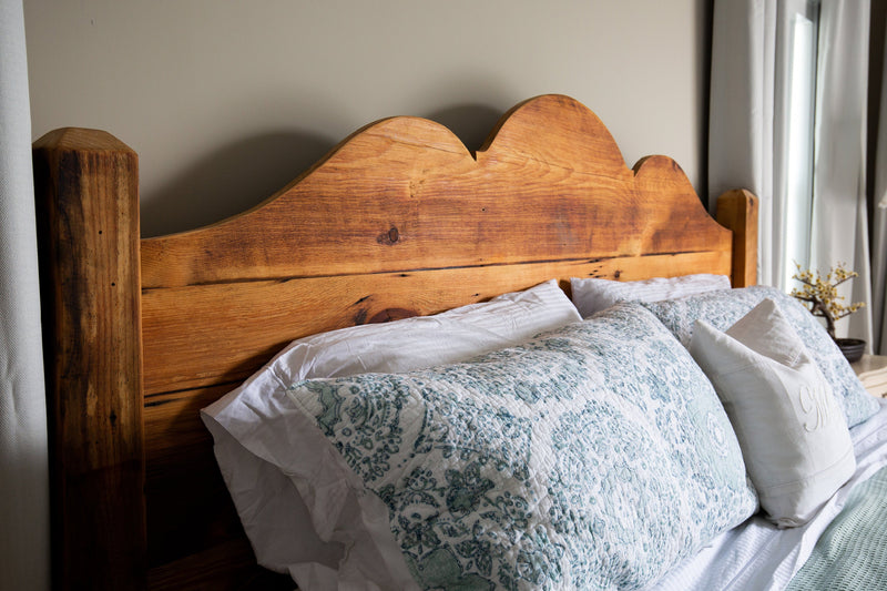 The Monica Bed,  Scalloped Wood Headboard, Queen Headboard,  King Headboard, Solid Wood Headboard, Reclaimed Wood Headboard