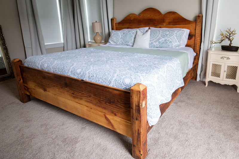 The Monica Bed,  Scalloped Wood Headboard, Queen Headboard,  King Headboard, Solid Wood Headboard, Reclaimed Wood Headboard