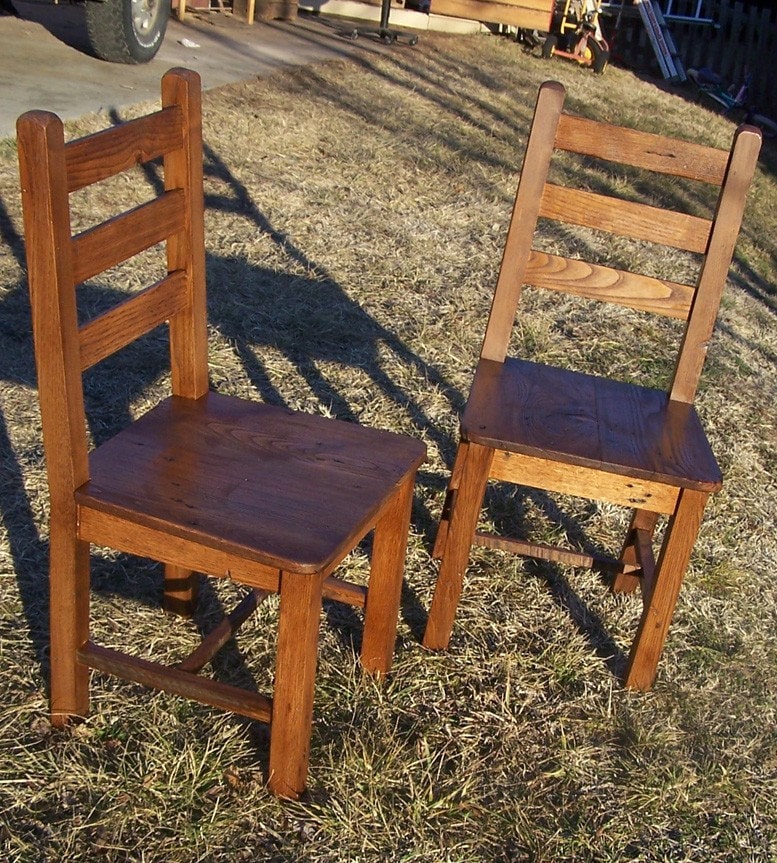 Kitchen Chair, Wood Dining Chair, Ladderback Chair, Farmhouse Dining Chair, Rustic Side Chair, Wormy Chestnut Chair, Chair With Back