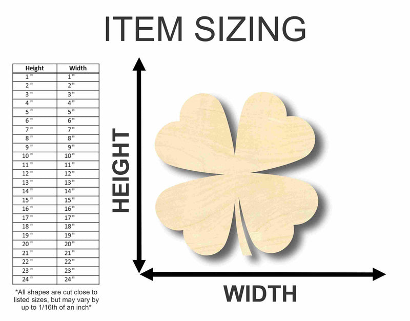 Shamrock Unfinished Wood Craft Lucky Four Leaf Clover up to 46"  DIY