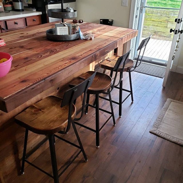 Bar Stools With Backs, Counter Stools, Scooped Seat Brew Haus, Counter Height Stools, Reclaimed Wood Bar Stools, Modern Farmhouse Bar Stools