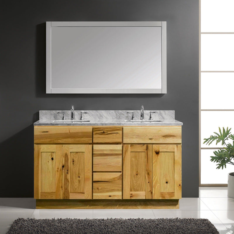 54 Inch Hickory Shaker Double Sink Bathroom Vanity with Drawers