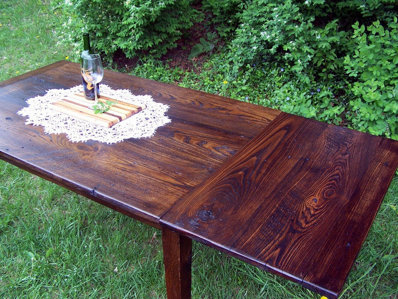 Wormy Chestnut Table, Extension Dining Table, Farm Table, Solid Wood, Primitive Table, Mid Century Table, Reclaimed Wood Table,Kitchen Table