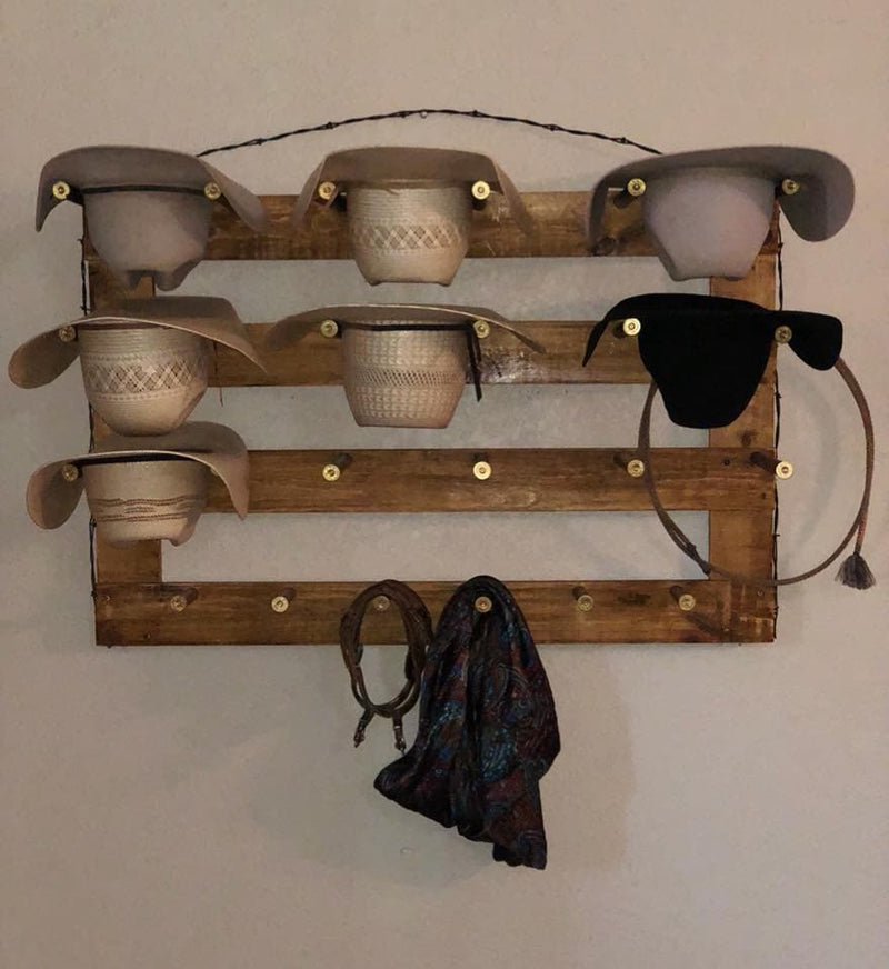 9 Cowboy Hat Rack | Cowboy Hat Holder | Rustic Western Hat Display | Handcrafted Wooden Organizer | Space-Saving Home Decor | Made in USA