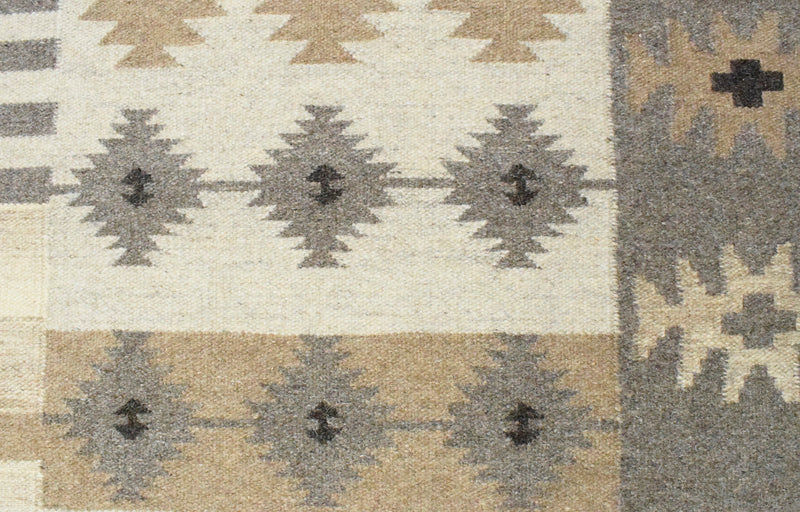 4x6, 5x8, 8x10 Dhurrie Rug, Beige Brown Tribal Pattern Rug