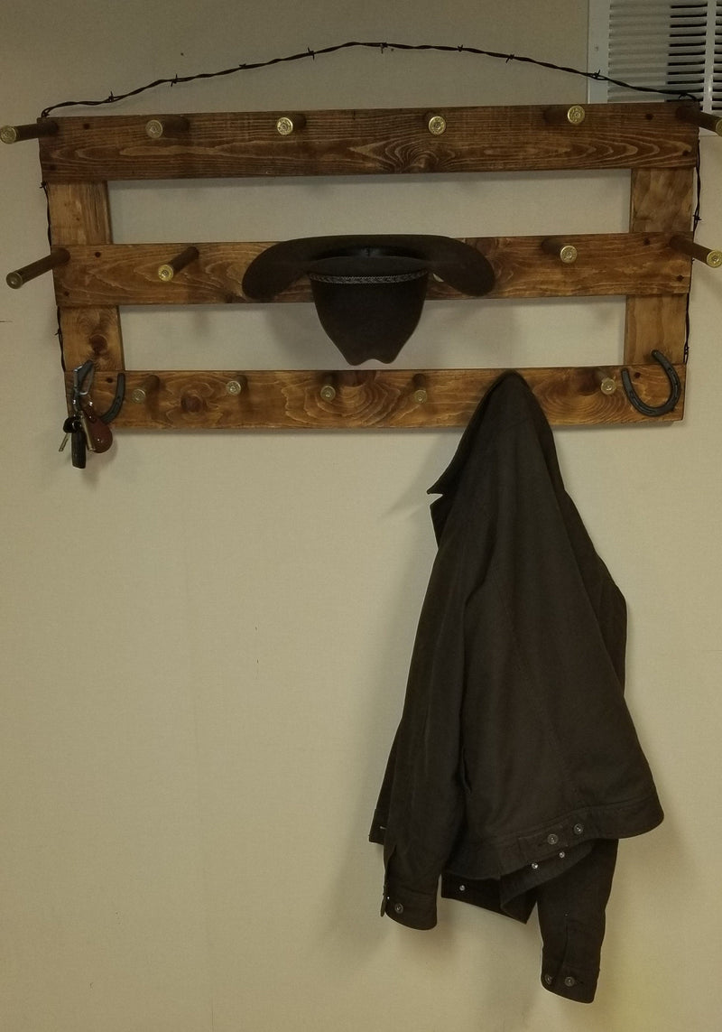 6 Cowboy Hat Rack Horizontal | Cowboy Hat Holder | Rustic Western Hat Display | Handcrafted Wooden Organizer | Space-Saving Home Decor | Made in USA
