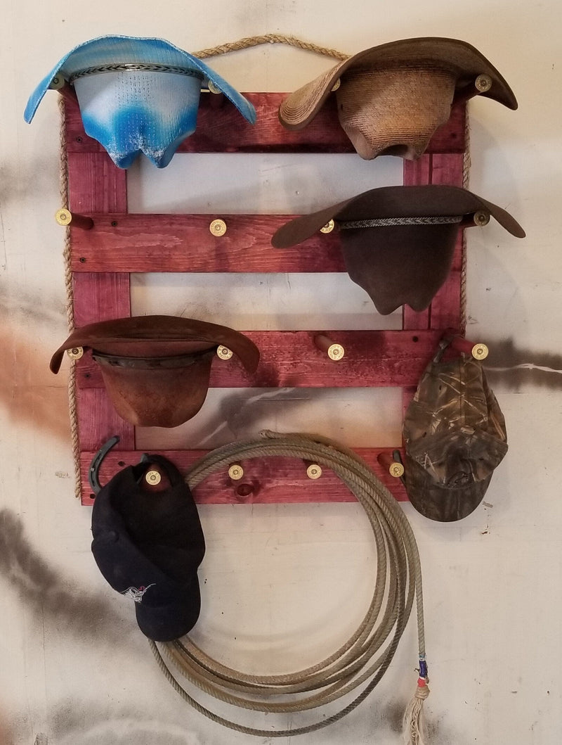 6 Cowboy Hat Rack Vertical | Cowboy Hat Holder |  Rustic Western Hat Display | Handcrafted Wooden Organizer | Space-Saving Home Decor | Made in USA