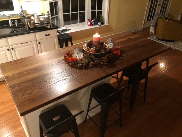 Custom Wormy Chestnut Island Kitchen - Reclaimed Wooden Butcher Block Countertop - Kitchen Solid Wood Counter Top