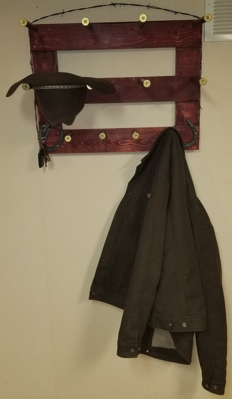 4 Cowboy Hat Rack Horizontal | Cowboy Hat Holder | Rustic Western Hat Display | Handcrafted Wooden Organizer | Space-Saving Home Decor | Made in USA