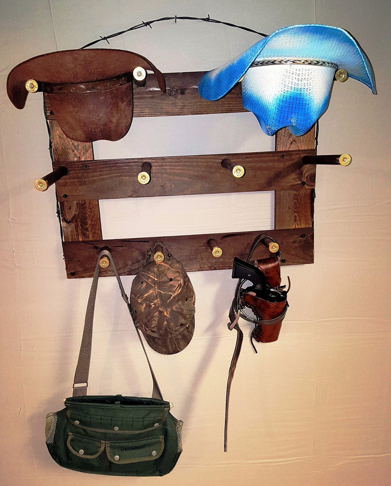 4 Cowboy Hat Rack Horizontal | Cowboy Hat Holder | Rustic Western Hat Display | Handcrafted Wooden Organizer | Space-Saving Home Decor | Made in USA