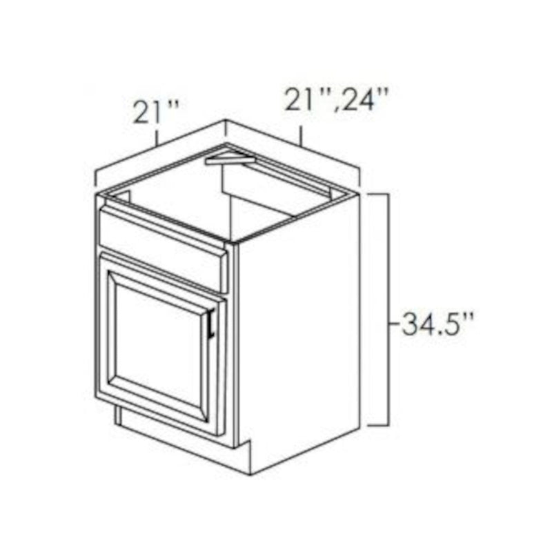 21 Inch Hickory Shaker Single Sink Bathroom Vanity