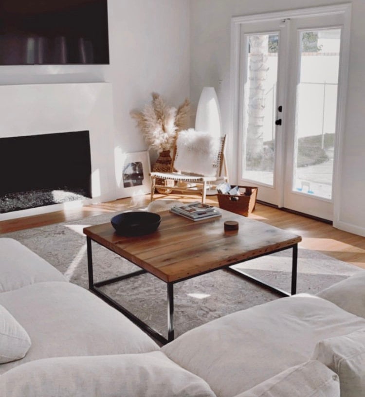 Square coffee table extra large - Wood coffee table rustic modern - Reclaimed wood coffee table