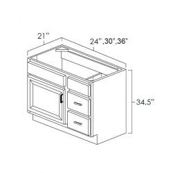 30 Inch Hickory Shaker Single Sink Bathroom Vanity with Drawers on the Right