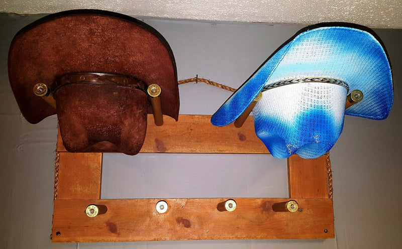 2 Cowboy Hat Rack Horizontal | Cowboy Hat Holder |  Rustic Western Hat Display | Handcrafted Wooden Organizer | Space-Saving Home Decor | Made in USA