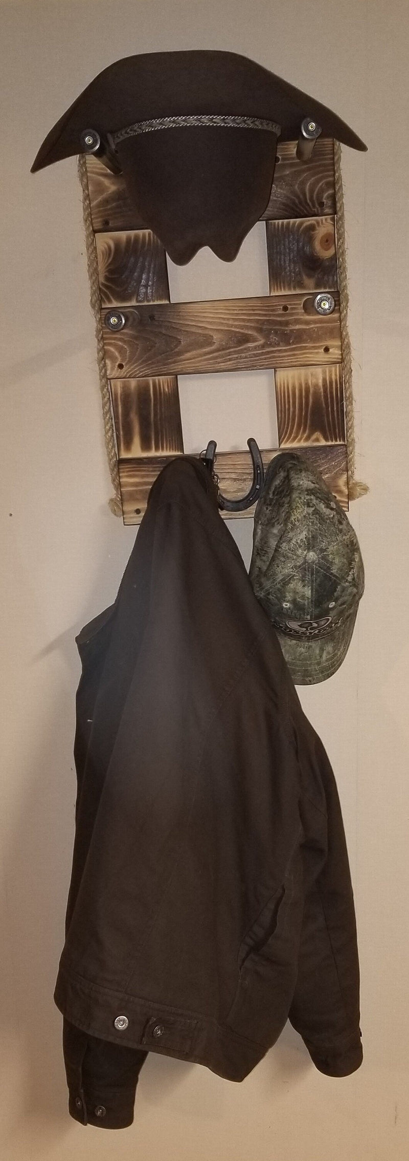 2 Cowboy Hat Rack Vertical | Cowboy Hat Holder | Rustic Western Hat Display | Handcrafted Wooden Organizer | Space-Saving Home Decor | Made in USA