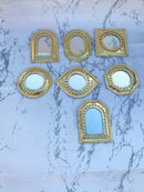 Set of 14 , 7  Small Brass Mirror - Small Decorative Wall Mirrors