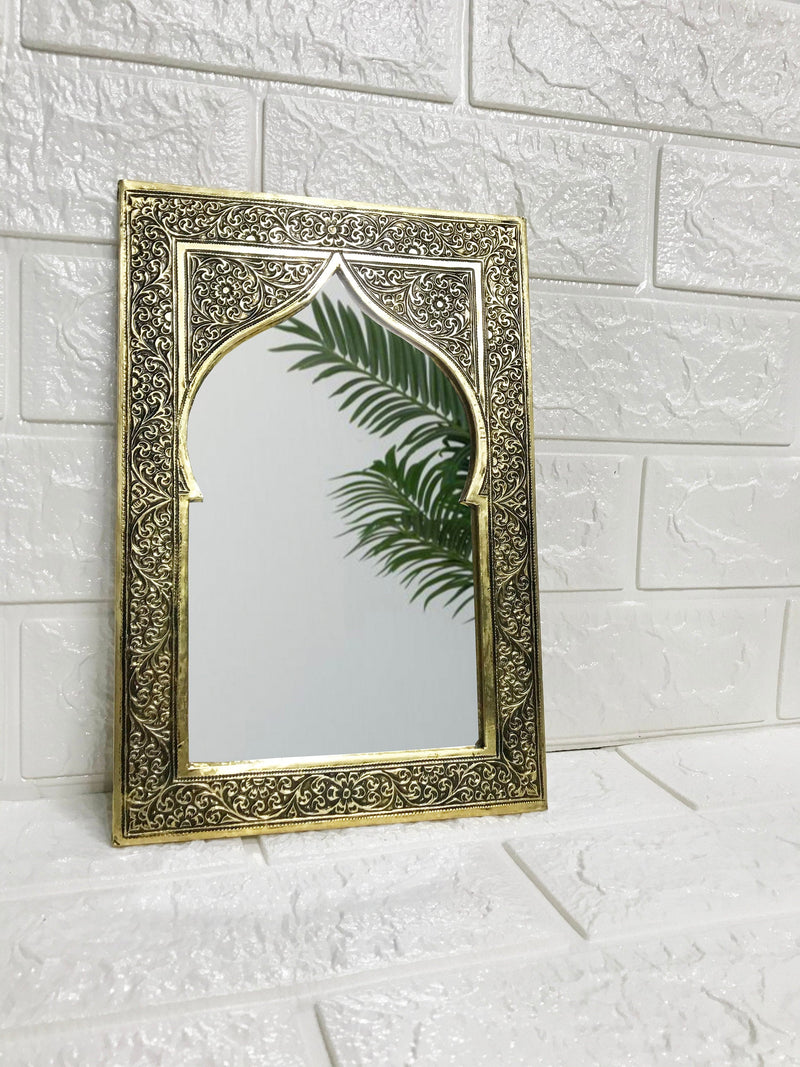 Moroccan Carved Handmade Mirror - Antique Brass Mirror